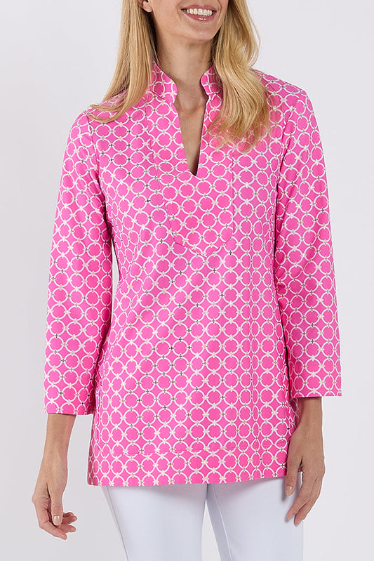 Printed Long Sleeve Side Slit Top