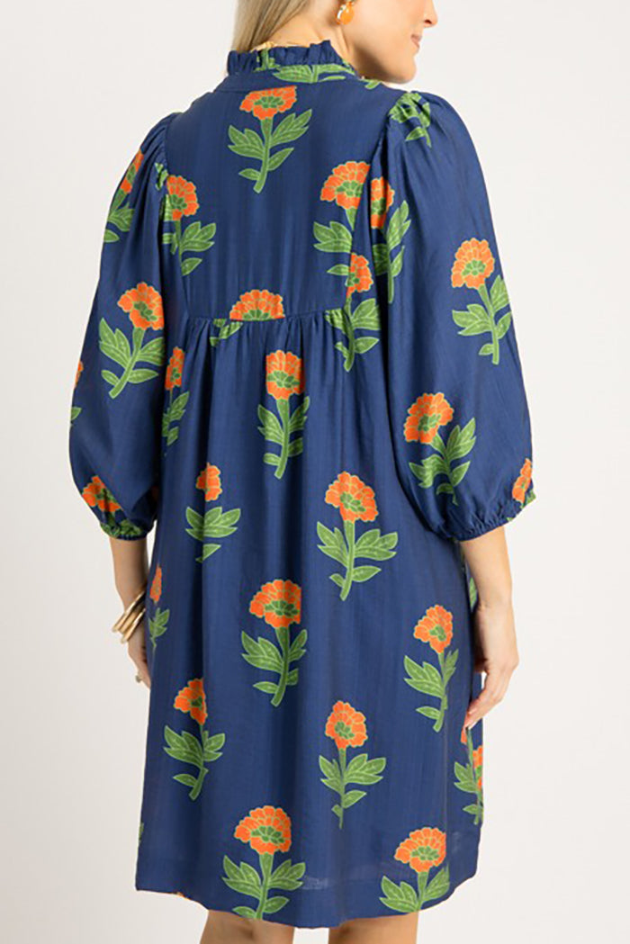 Block Print Floral Dress