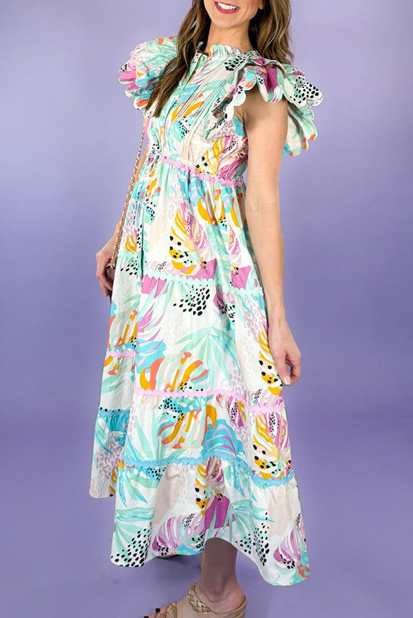 Colorful Confetti Flutter Sleeve Dress