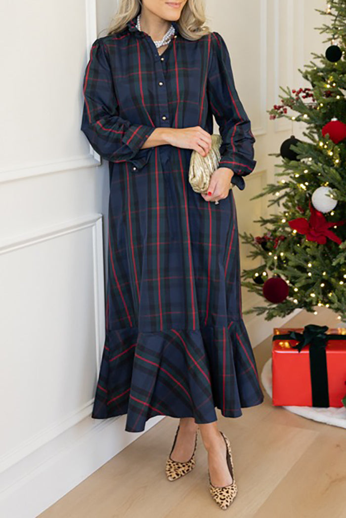 Plaid Print Midi Dress