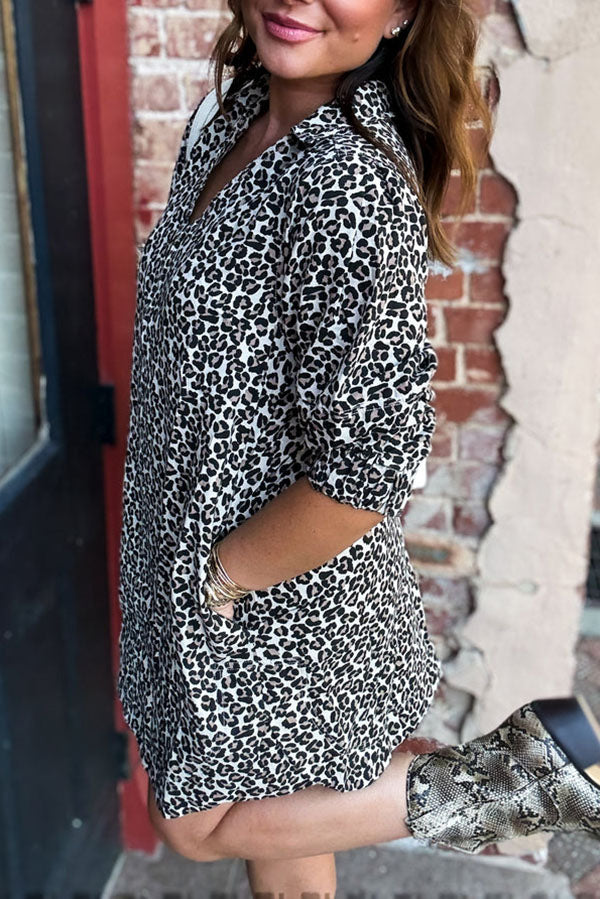 Puff Sleeve Cheetah Chic Dress