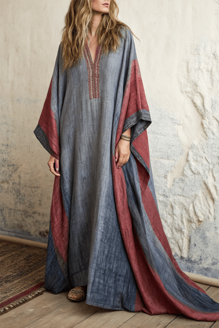 Color Block Kaftan Maxi Dress