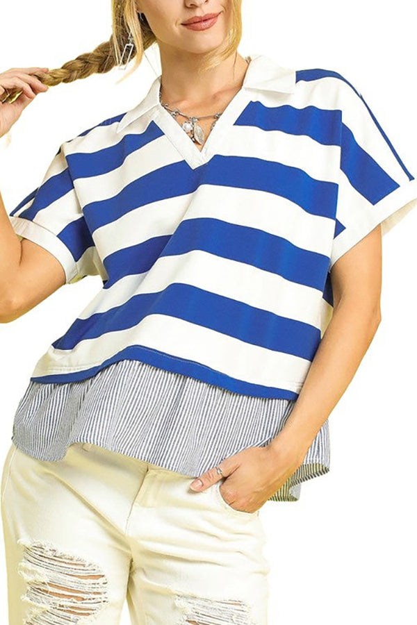 Casual Stripes Contrast Top