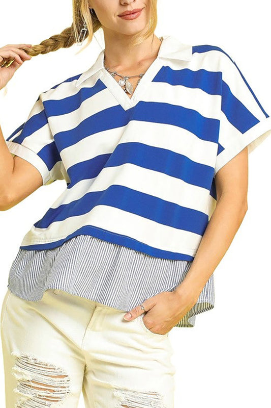 Casual Stripes Contrast Top
