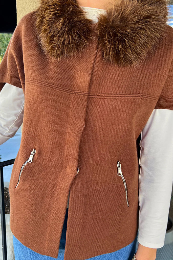 Faux Fur Trim Cardigan