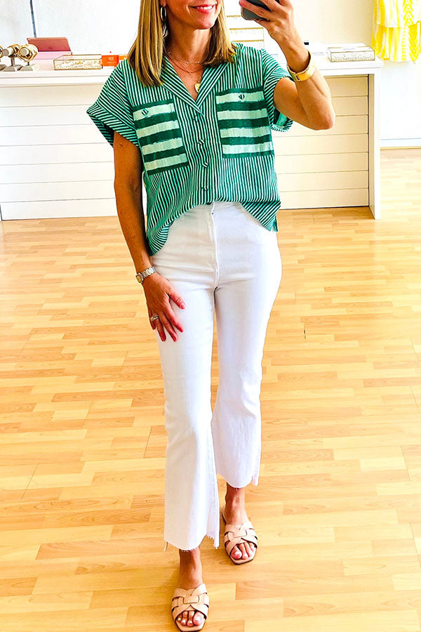 Casual Striped Pocket Top