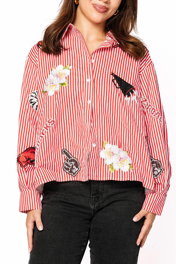 Mini Icon Embellishments Stripes Top