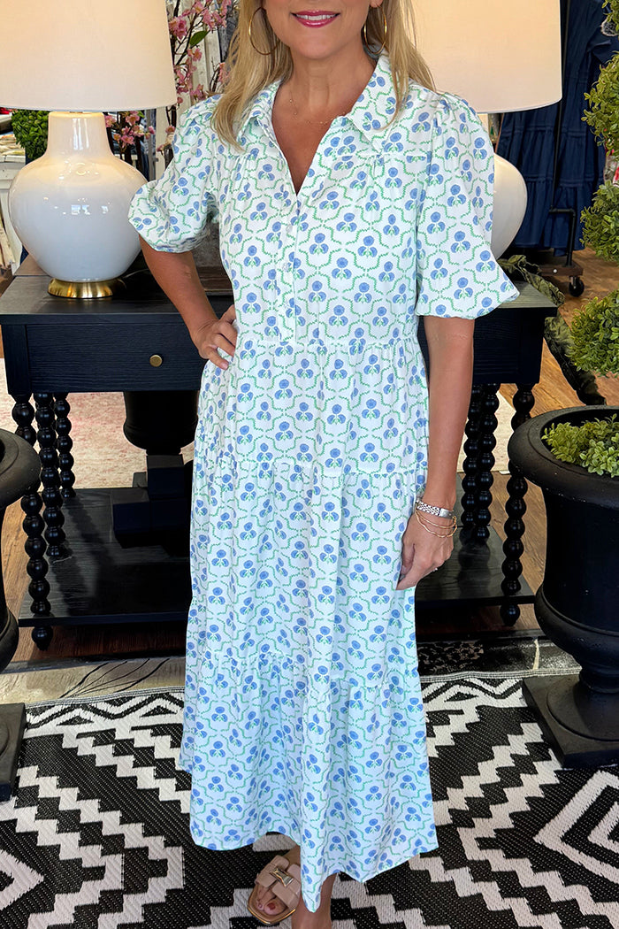Floral Button Front Maxi Shirt Dress