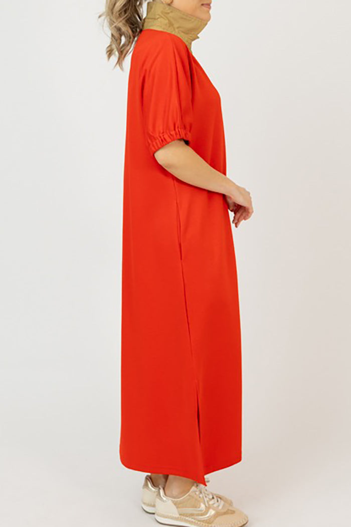 Casual Contrast Collar Pocket Dress