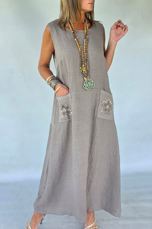 Sleeveless Pocket Midi Dress