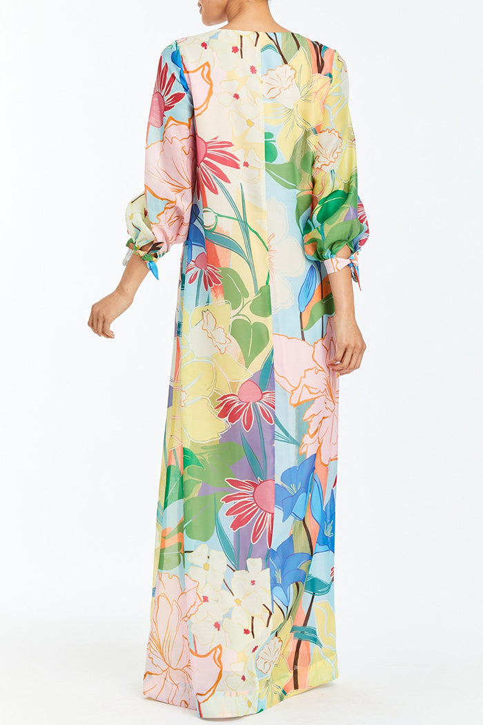 Puff Sleeve Floral Pocket Maxi Dress