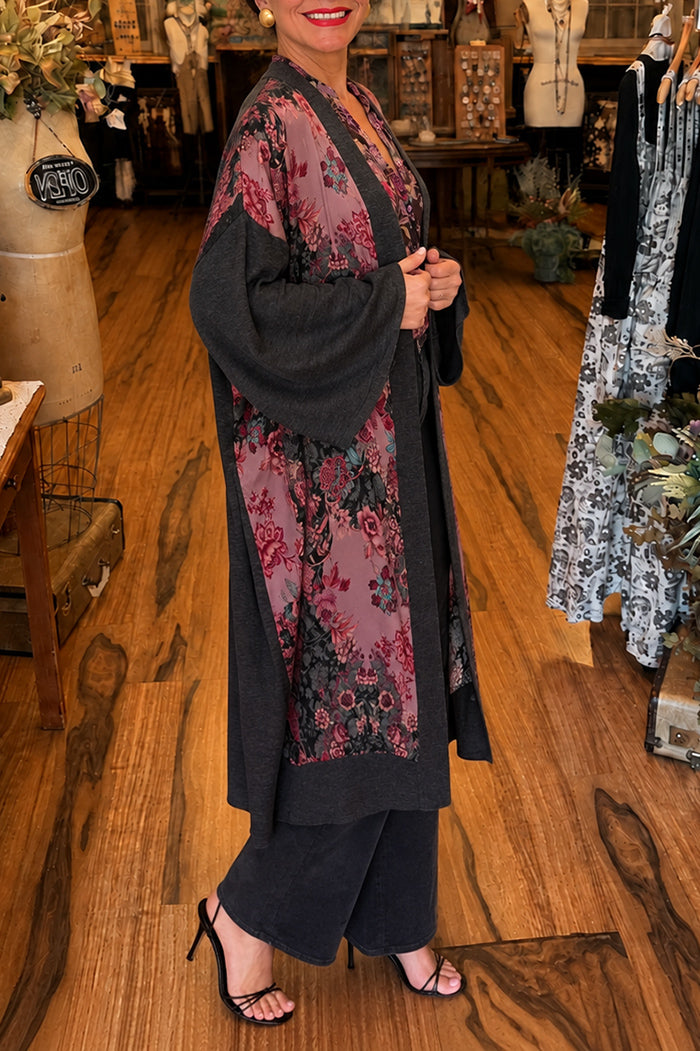 Floral Print Knit Kimono