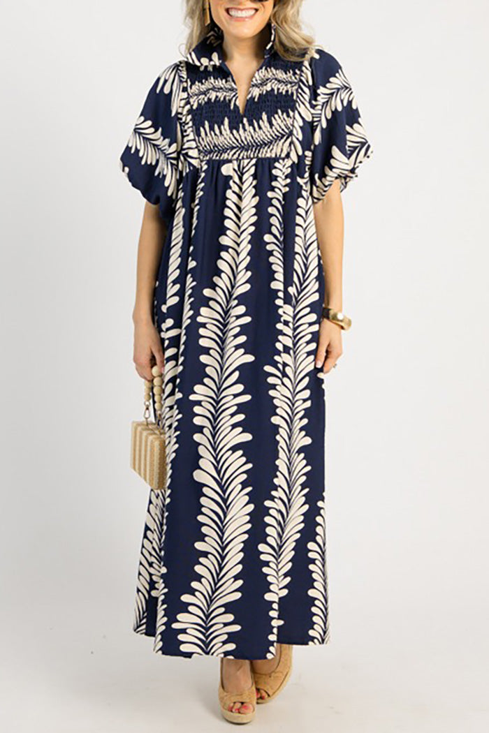 Contrast Printed Pocket Midi Dress