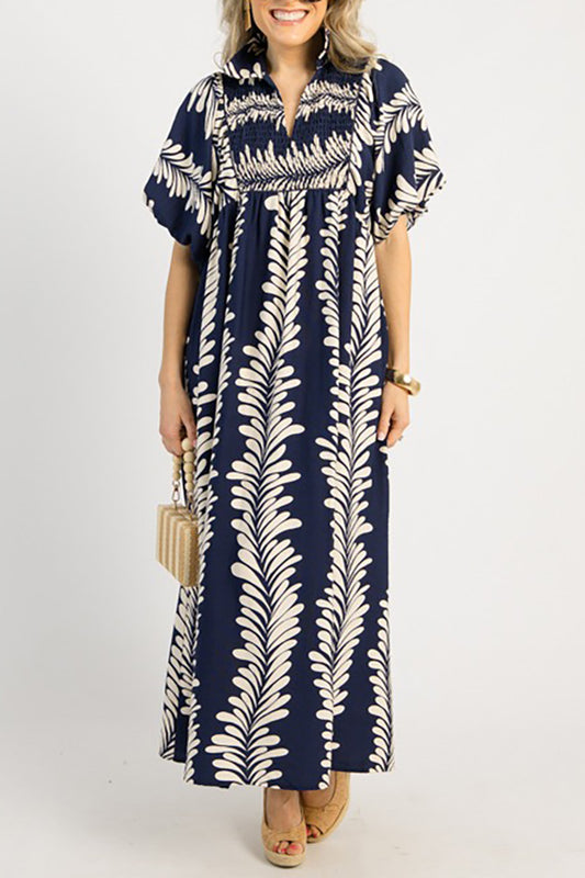 Contrast Printed Pocket Midi Dress