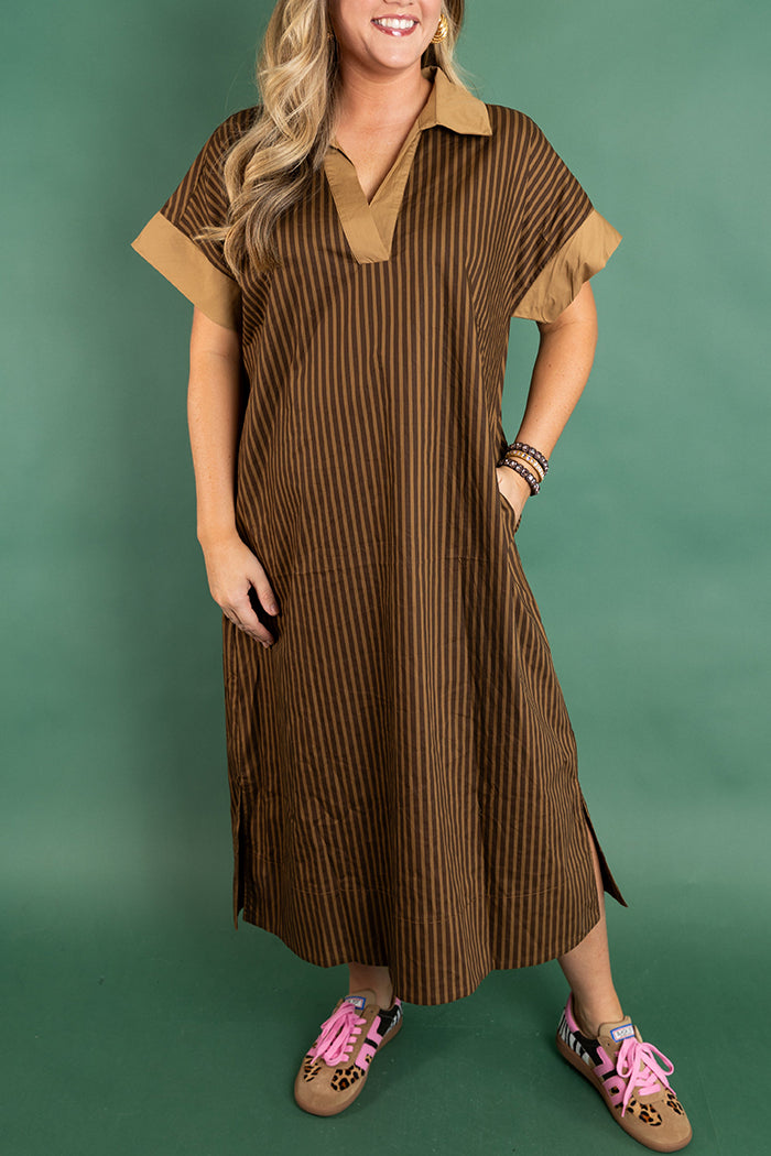 Casual V-Neck Striped Dress