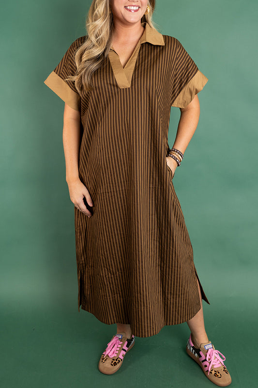 Casual V-Neck Striped Dress