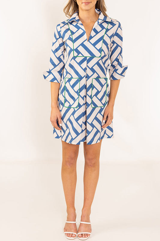 Basket Weave Print Pocket Dress