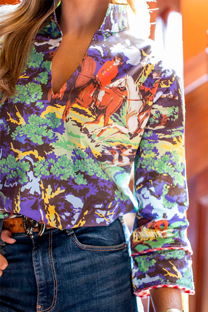 Vintage Printed 3/4 Full Sleeve Blouse