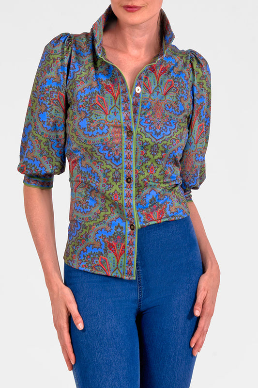 Casual  3/4  Puff Sleeve Top