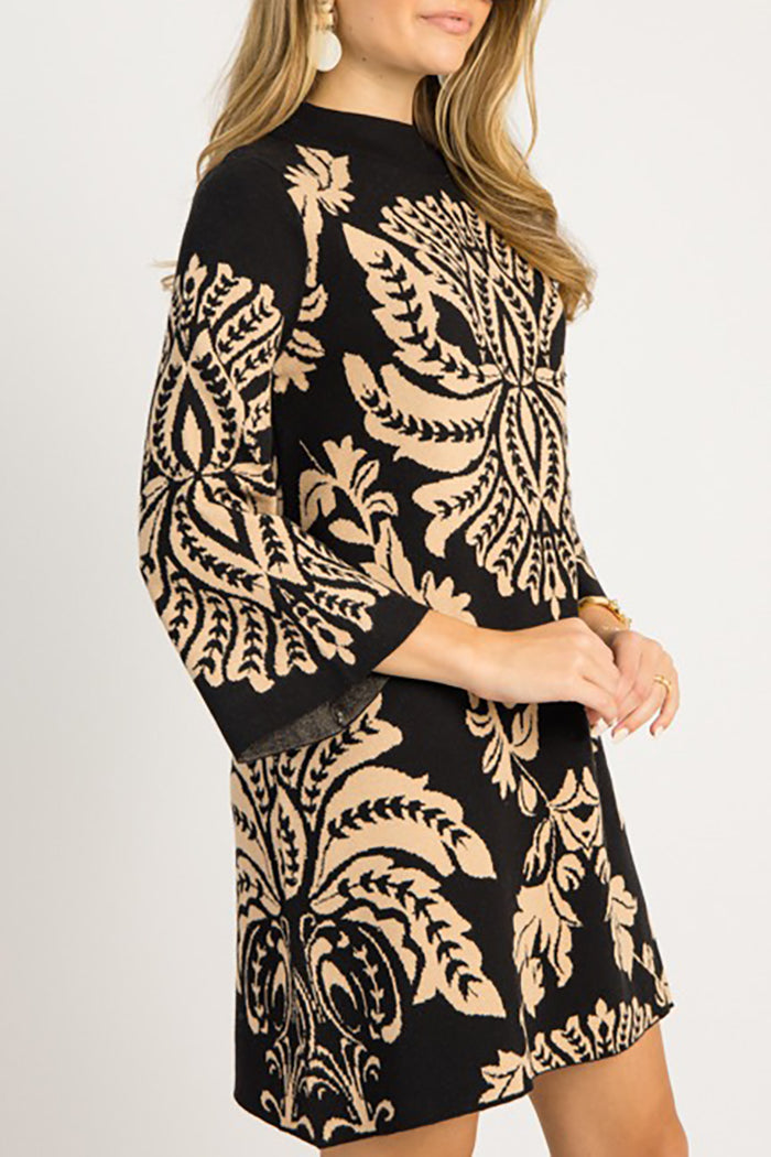 Chic Print Sweater Dress