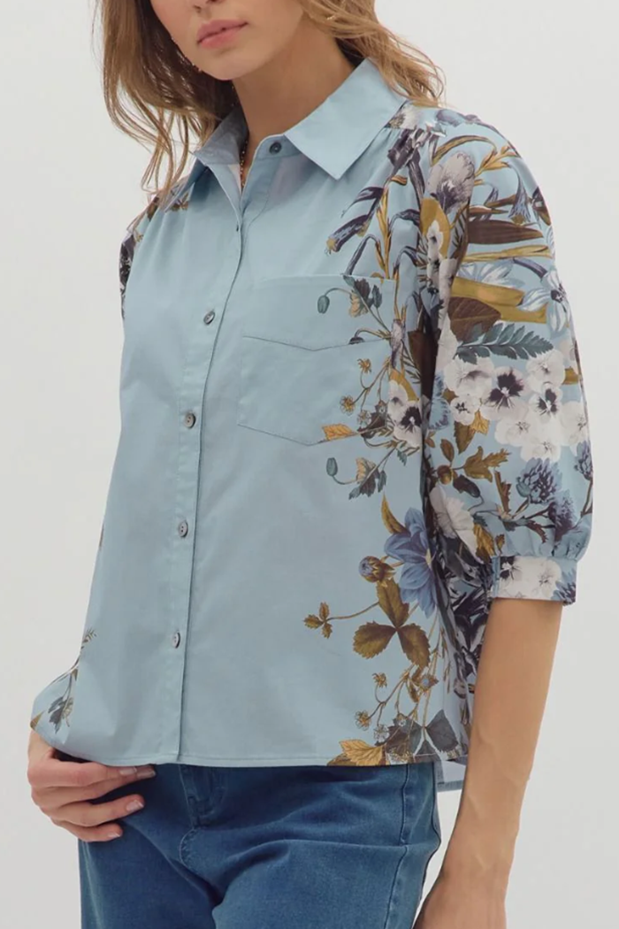 Casual Pocket Floral Top