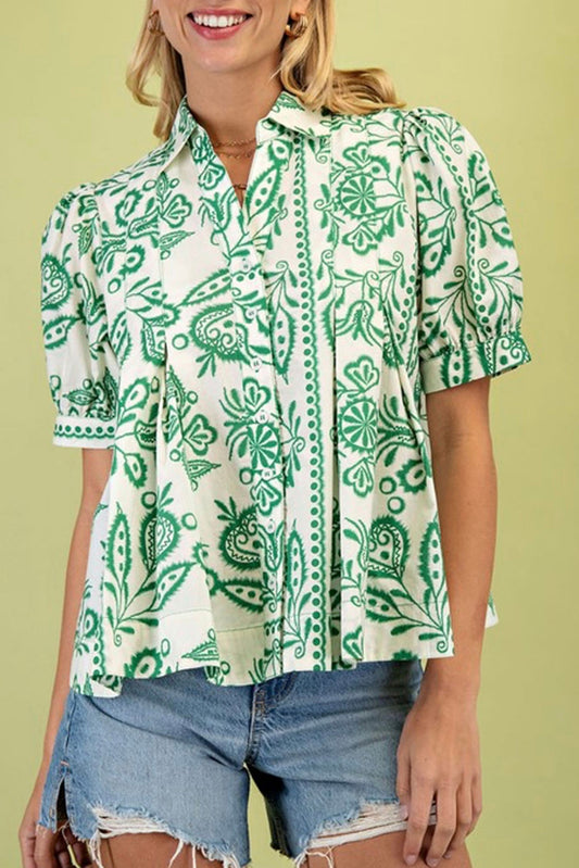 Casual Short Sleeve Leaf Top