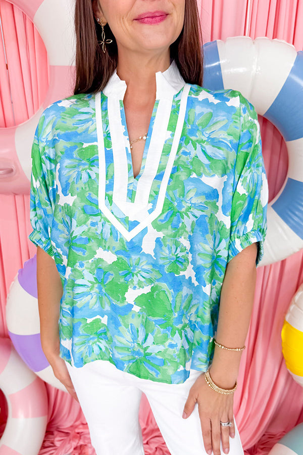 Casual Puff Sleeve Floral Top
