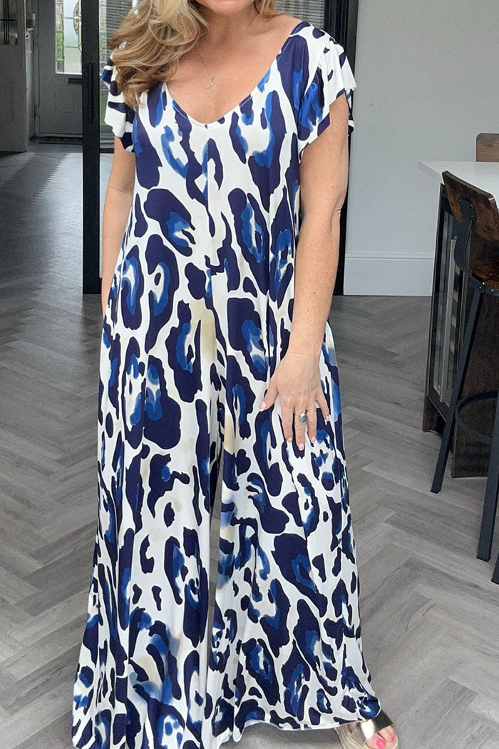 Animal Print Wide Leg Jumpsuit