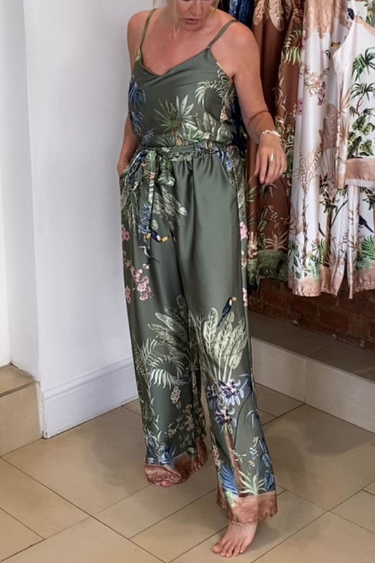 Tropical Print Camisole Waist Trousers Sets