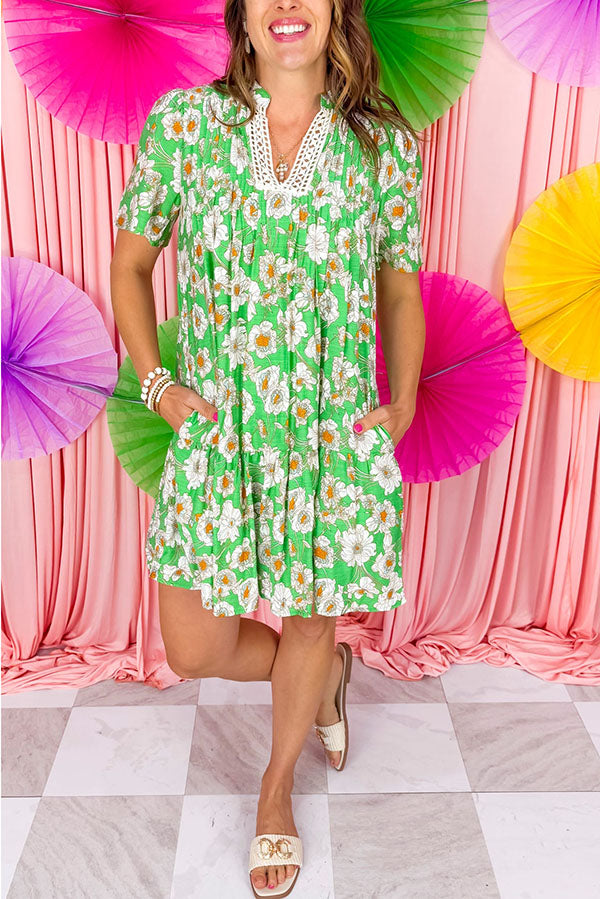 Casual Pocket Floral Dress