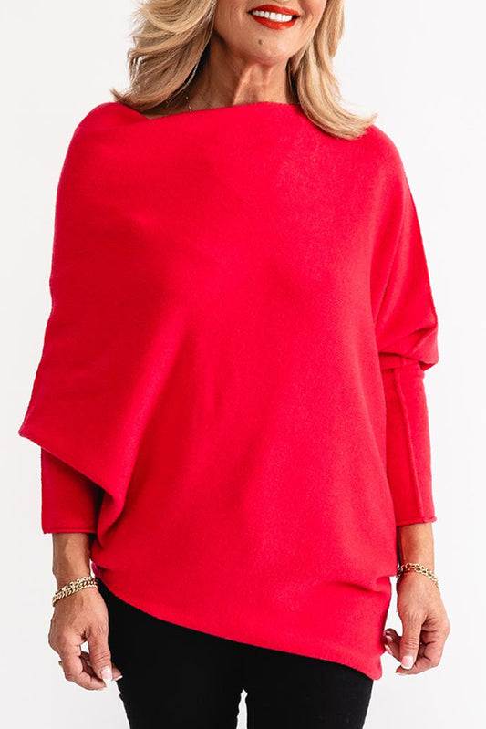 Solid Color Bat Sleeve Pullover