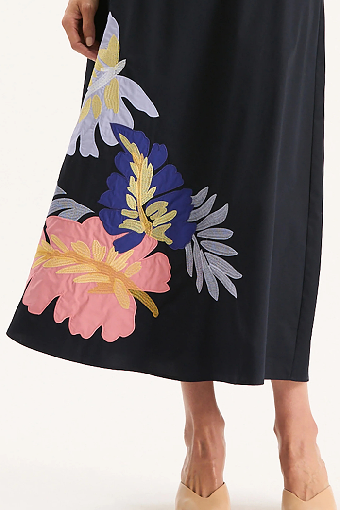 Casual Floral Applique Skirt