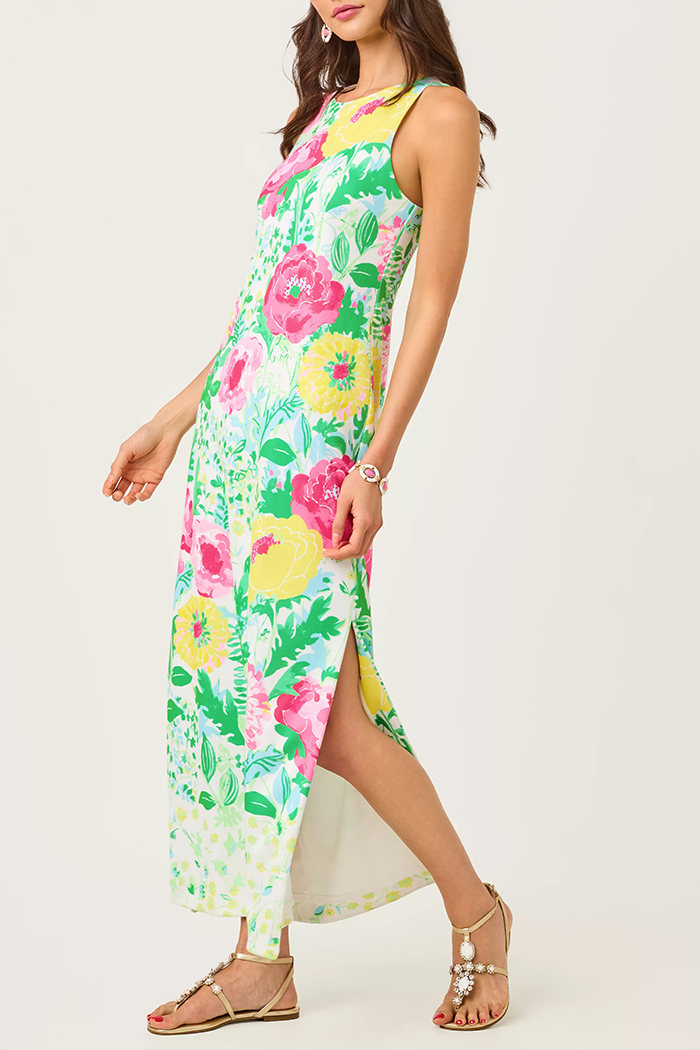 Sleeveless Floral Slit Maxi Dress