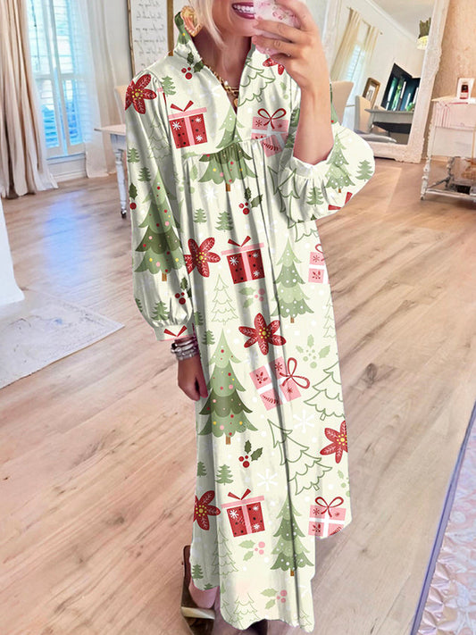 Christmas tree Pattern Maxi Dress