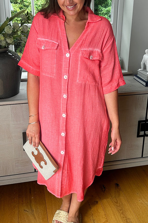 Casual Solid Color Pocket Dress