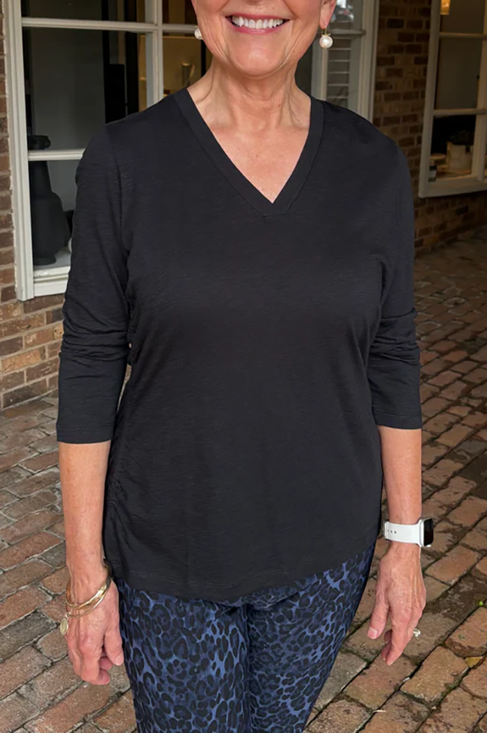 Casual V-neck 3/4 Sleeve Top