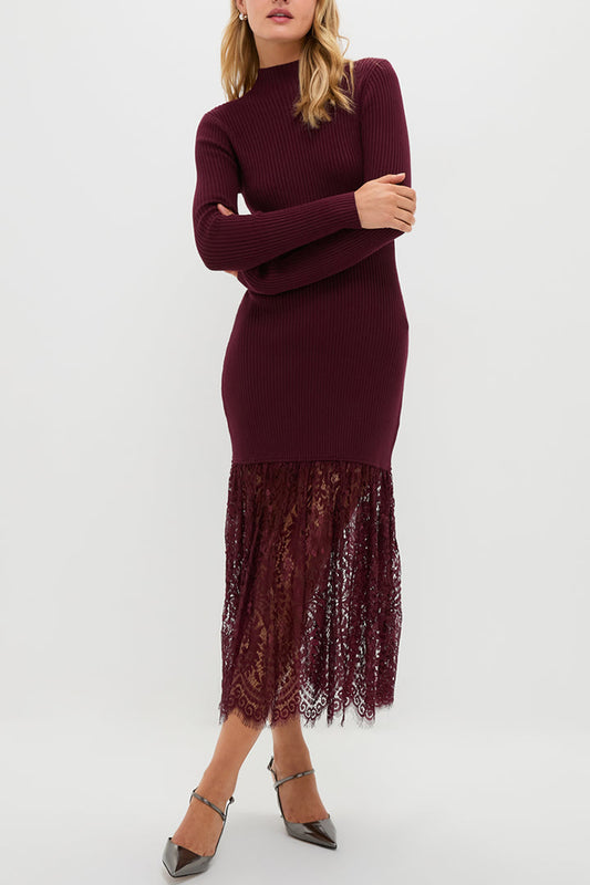 Casual Knit Lace Dress