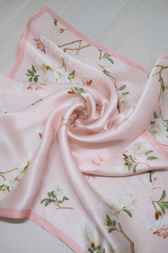 Delicate Floral Scarf with Scarf Ring