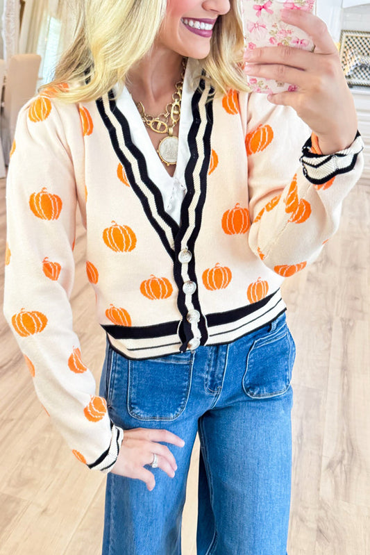 Pumpkin Patterm Knitted Cardigan