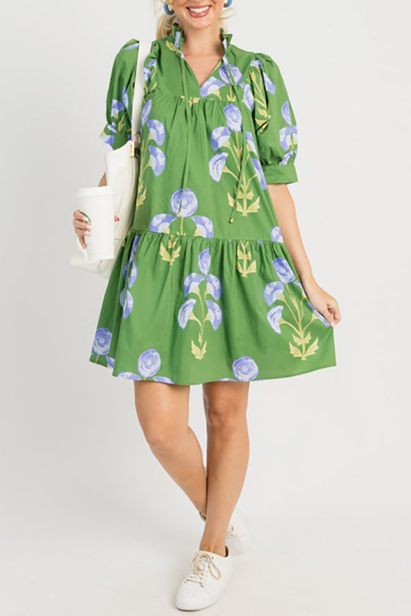 Puff Sleeve Floral Dress