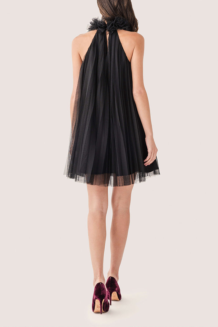 Pinch Tulle Halter Mini Dress