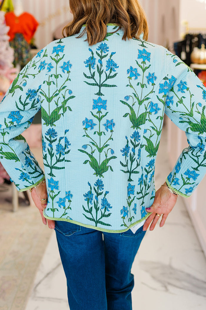 Velvet Trim Quilted Jacket