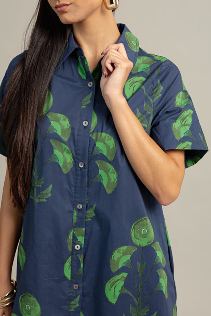 Casual Floral Maxi Shirt Dress