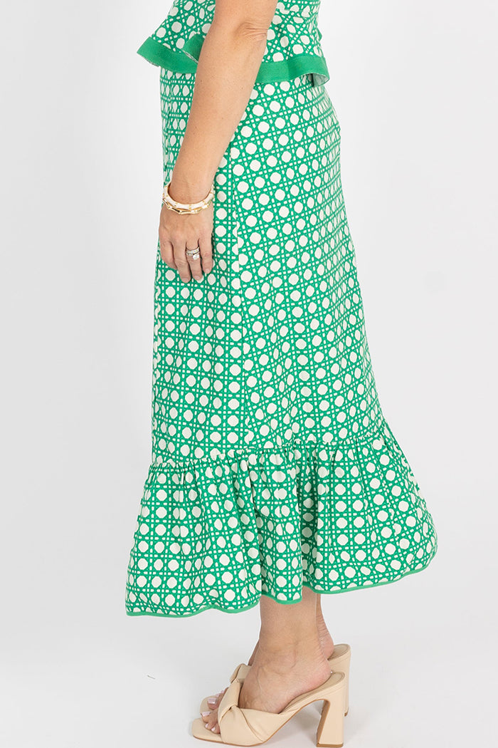 Geometric Dot Ruffle Hem Skirt