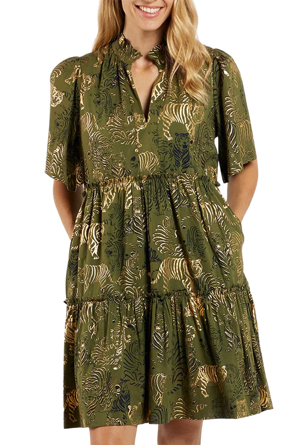 Casual Ruffles Hem Pocket Dress