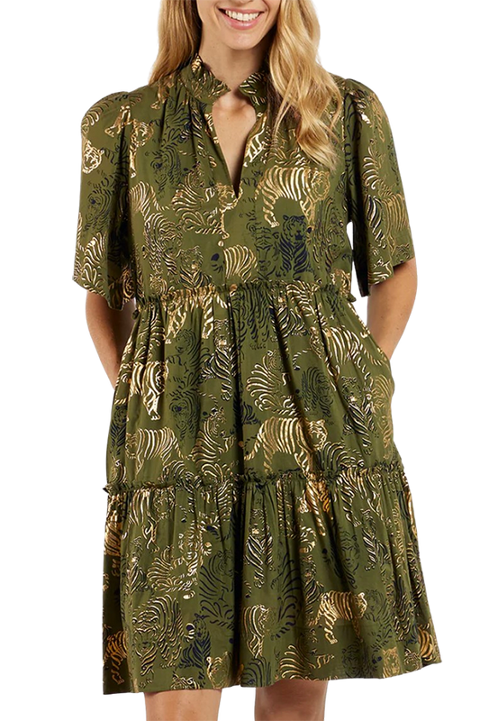 Casual Ruffles Hem Pocket Dress