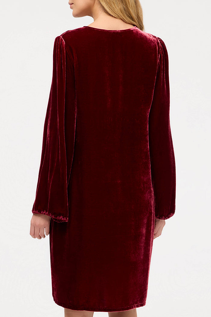 Velvet Peacock Embroidery Dress