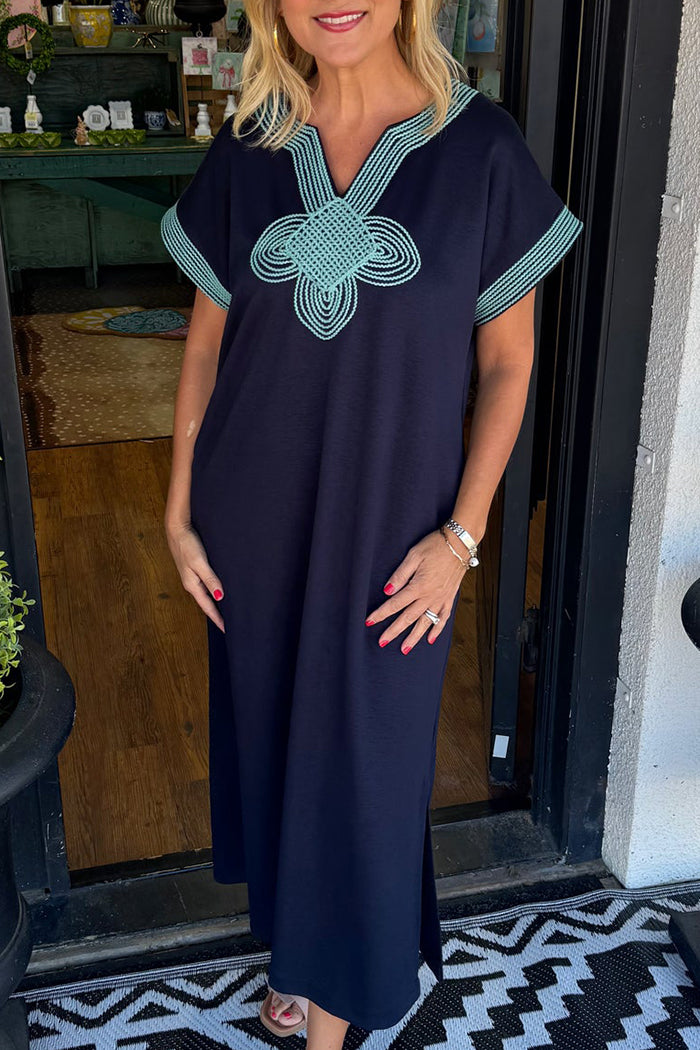 Short Sleeve Printed Pocket Maxi Dress