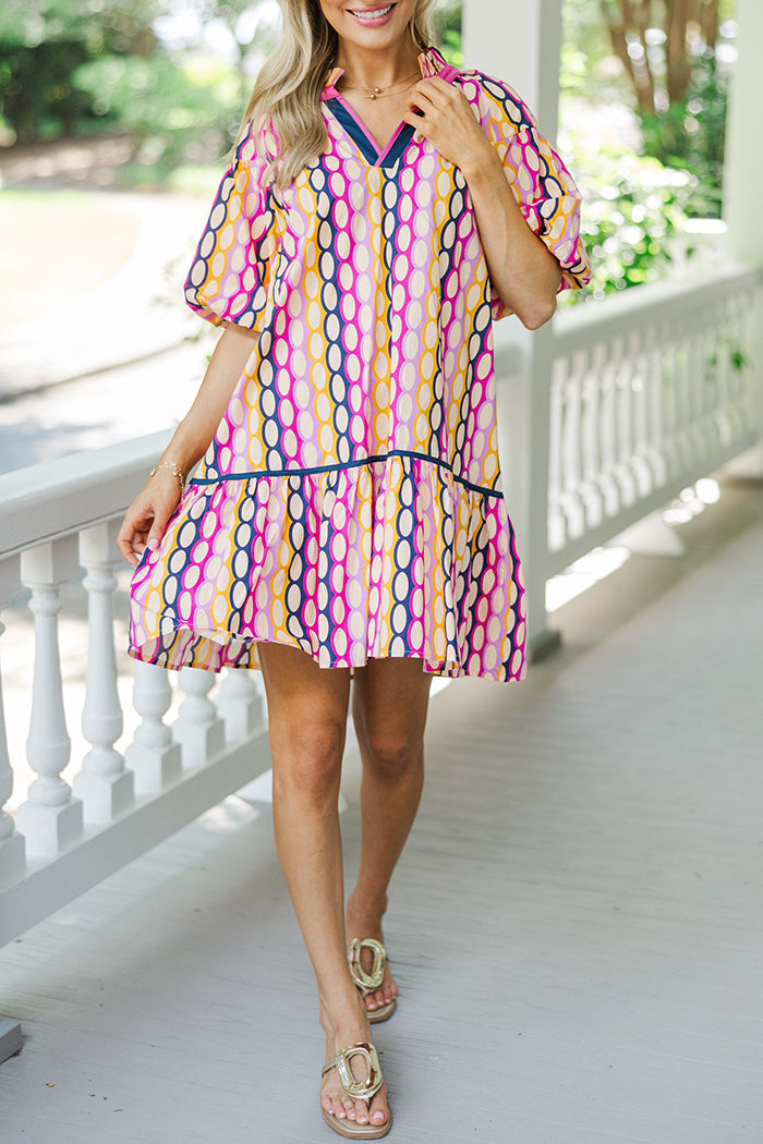 Printed Puff Sleeve Dress