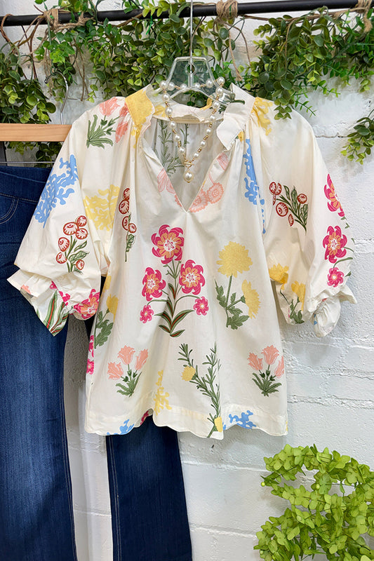 Puff Sleeve Floral Top